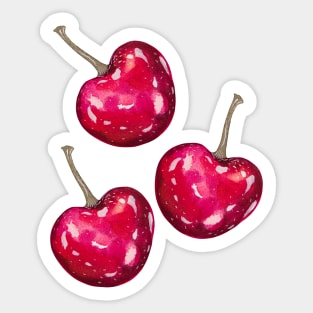 Red cherries, watercolor Sticker